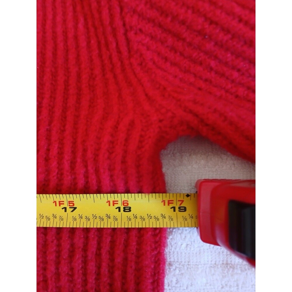Talbots Red Ribbed Knit Sweater Jeweled Button Mock Neck Long Sleeve Size XS - Picture 12 of 16